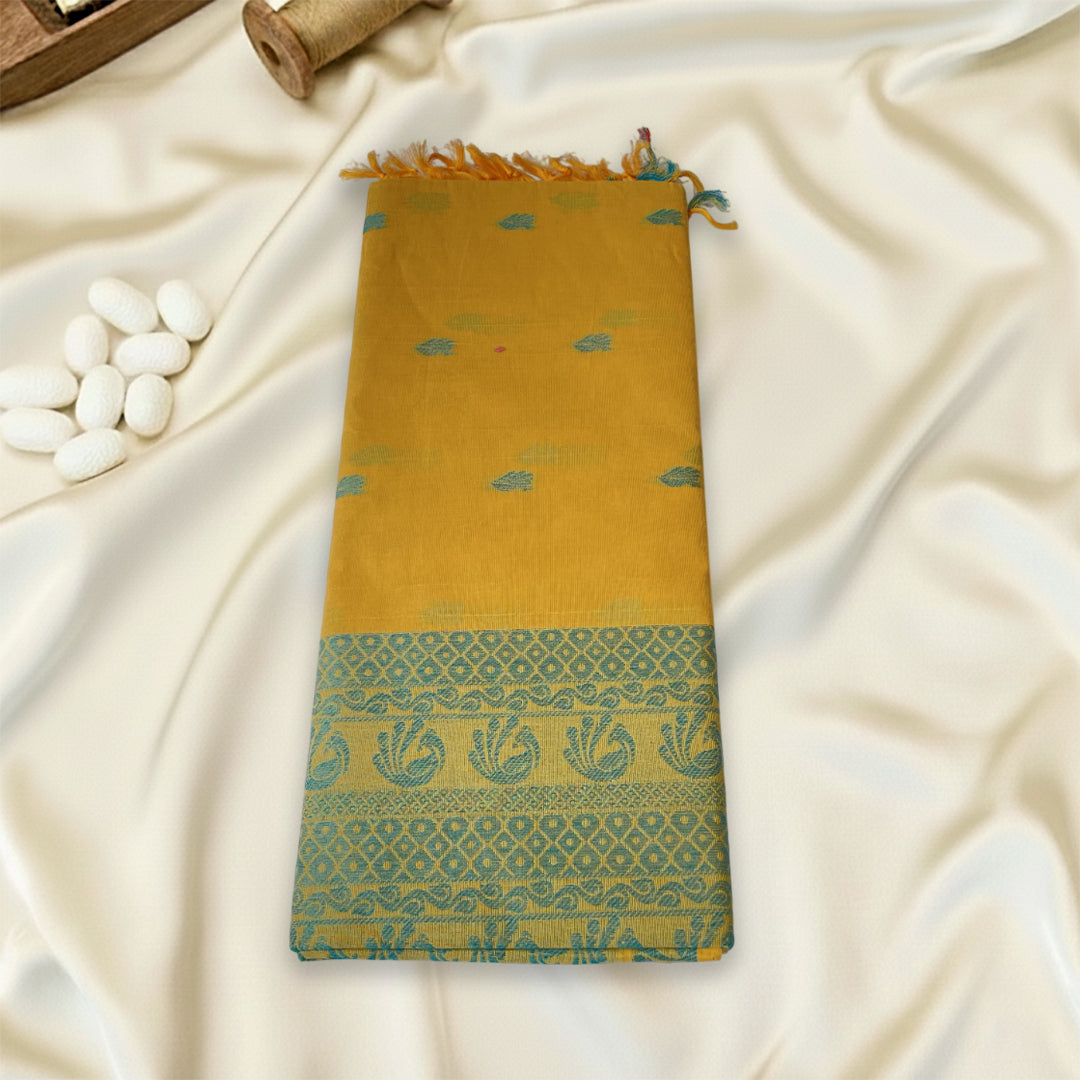 Yellow Premium Pure Cotton Saree