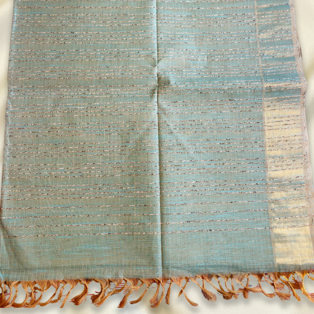 Teal Green Basic Cotton Saree