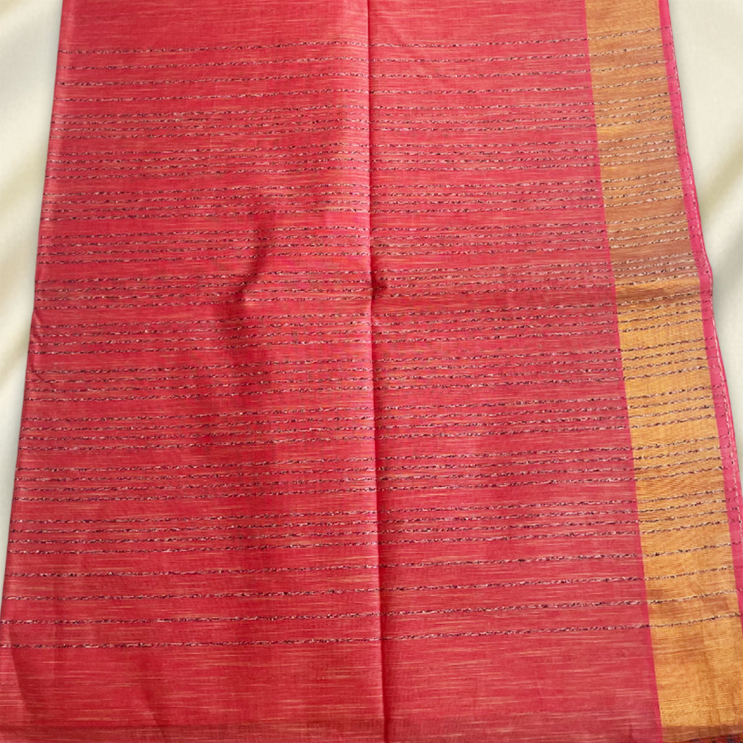 Pink Basic Cotton Saree