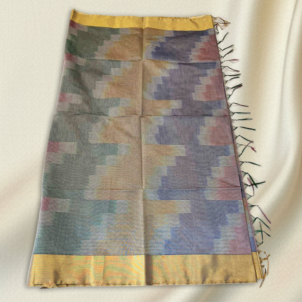Grey Pochampally Handloom Cotton Ikat Saree