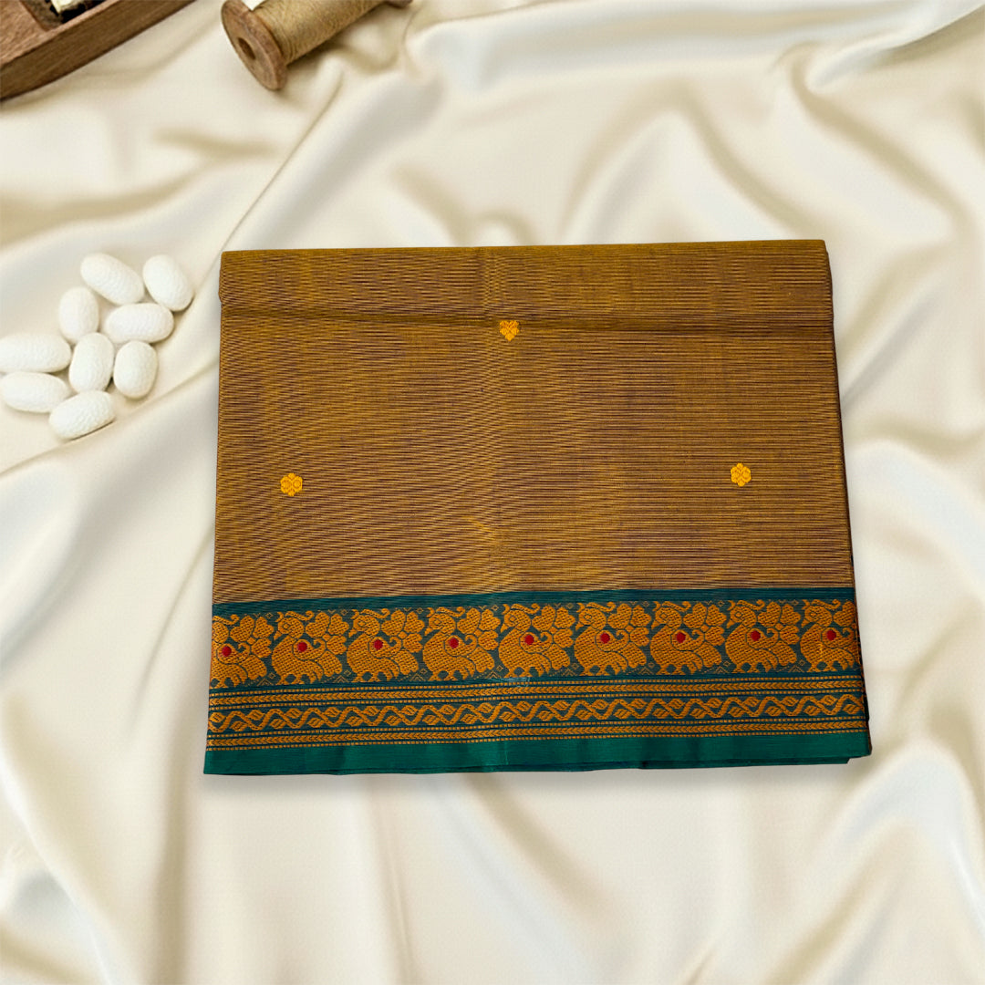 Mustard Kanchi Cotton Saree