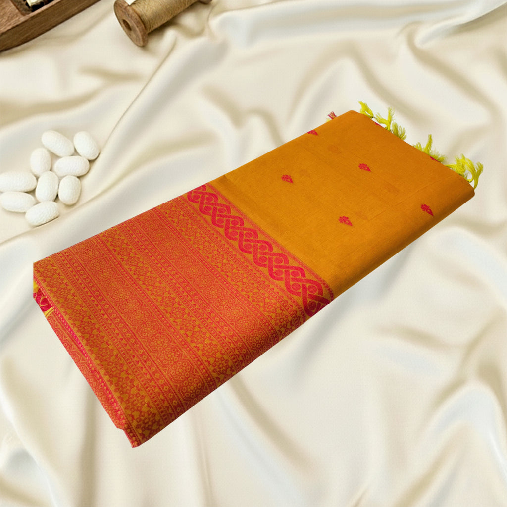 Rich Yellow Premium Pure Cotton Saree