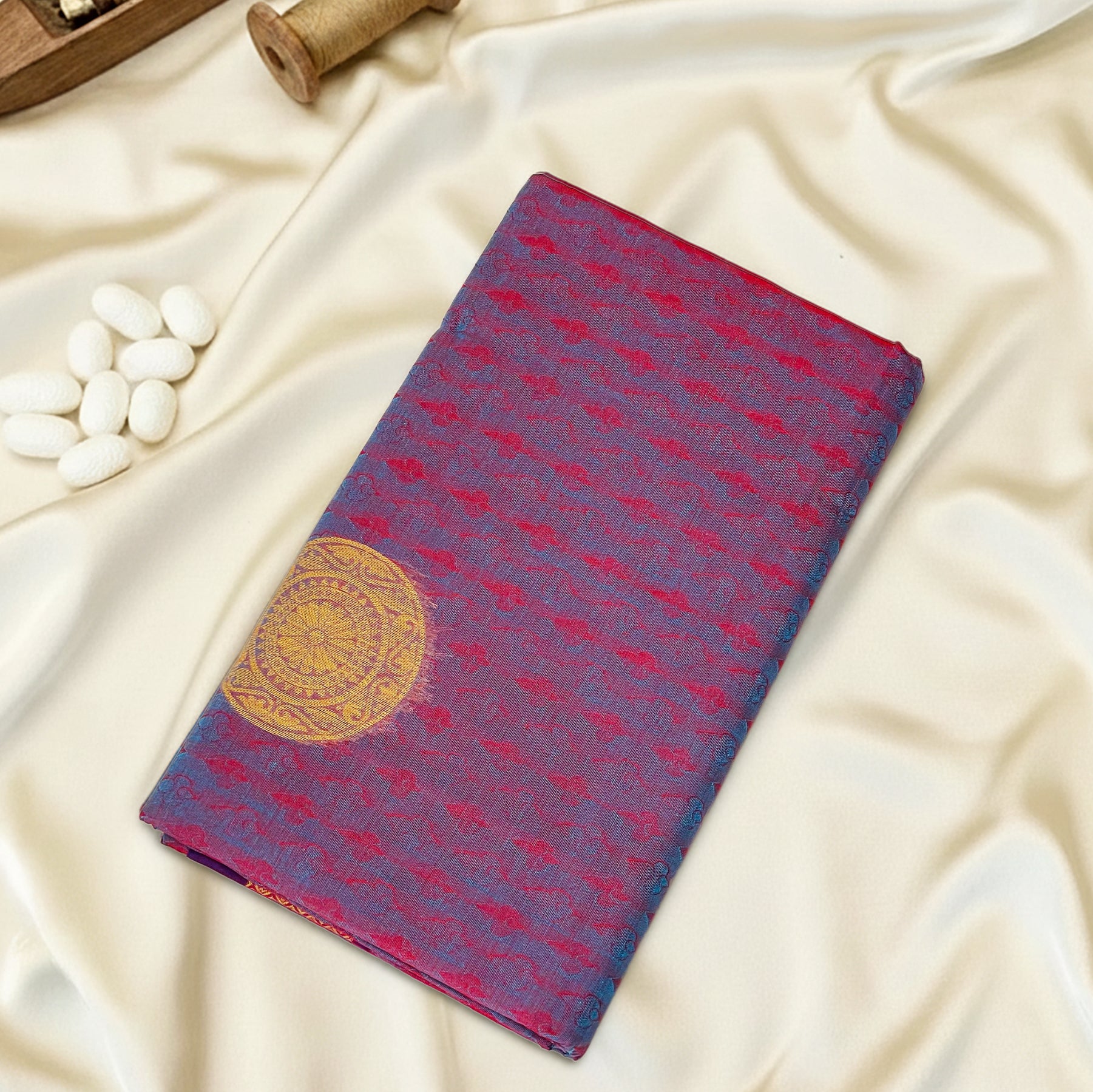 Blue-Purple Premium Silk Cotton Saree