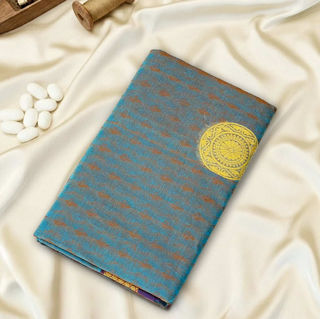 Teal-Blue Premium Silk Cotton Saree