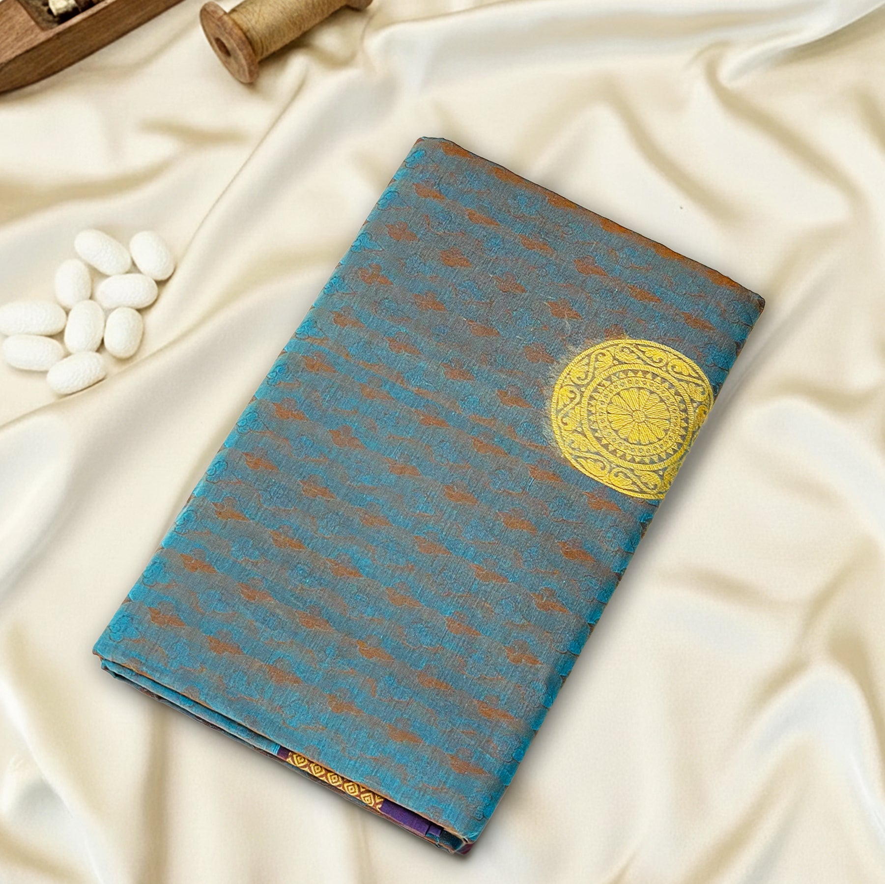 Teal-Blue Premium Silk Cotton Saree