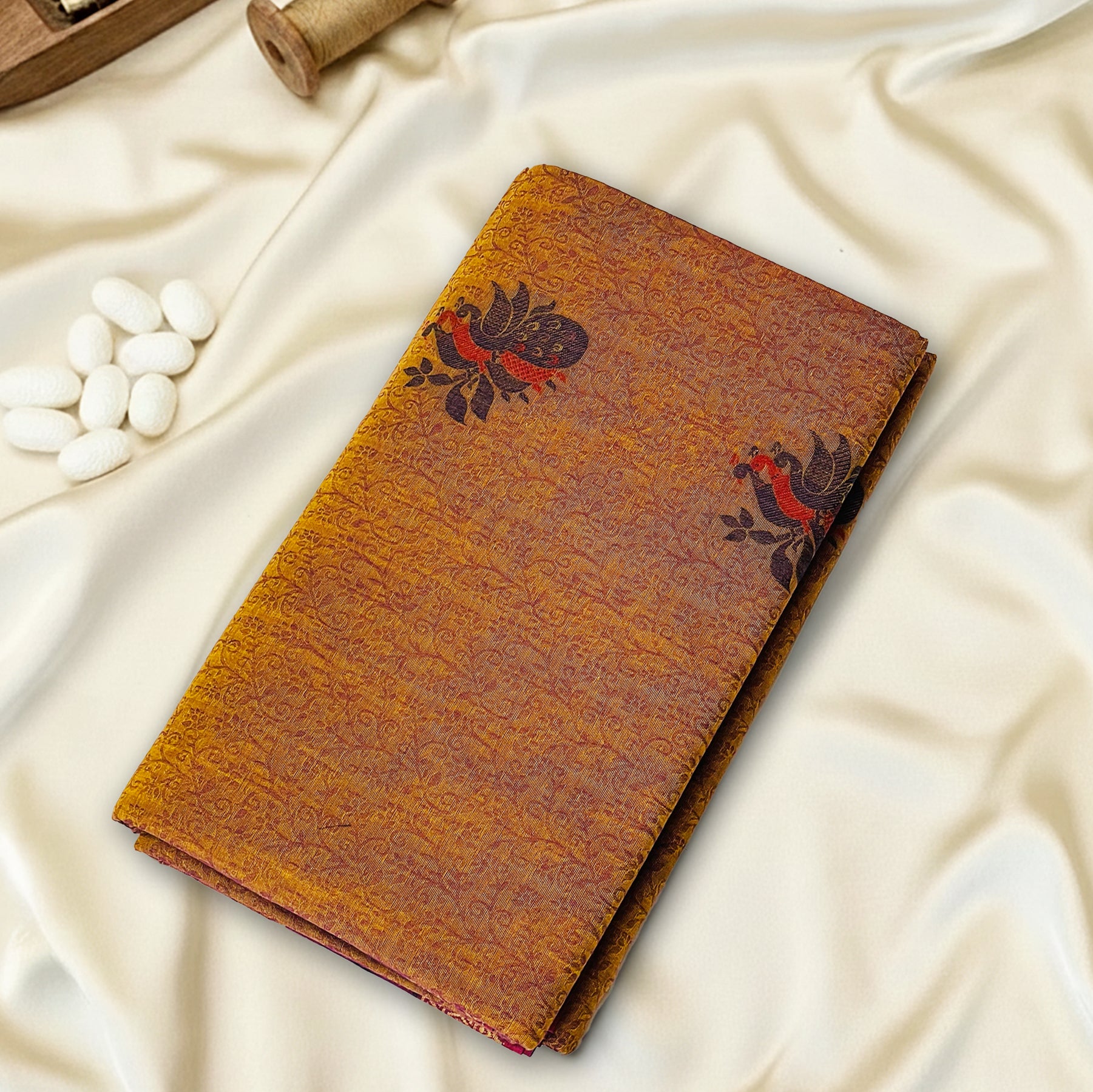 Mustard–Purple Premium Silk Cotton Saree