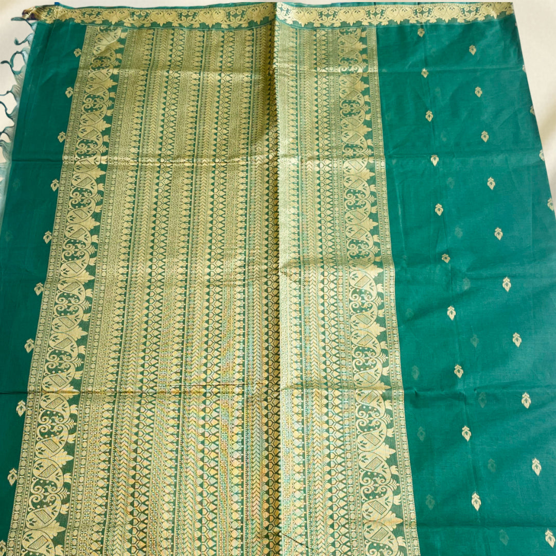 Deep Green Premium Pure Cotton Saree