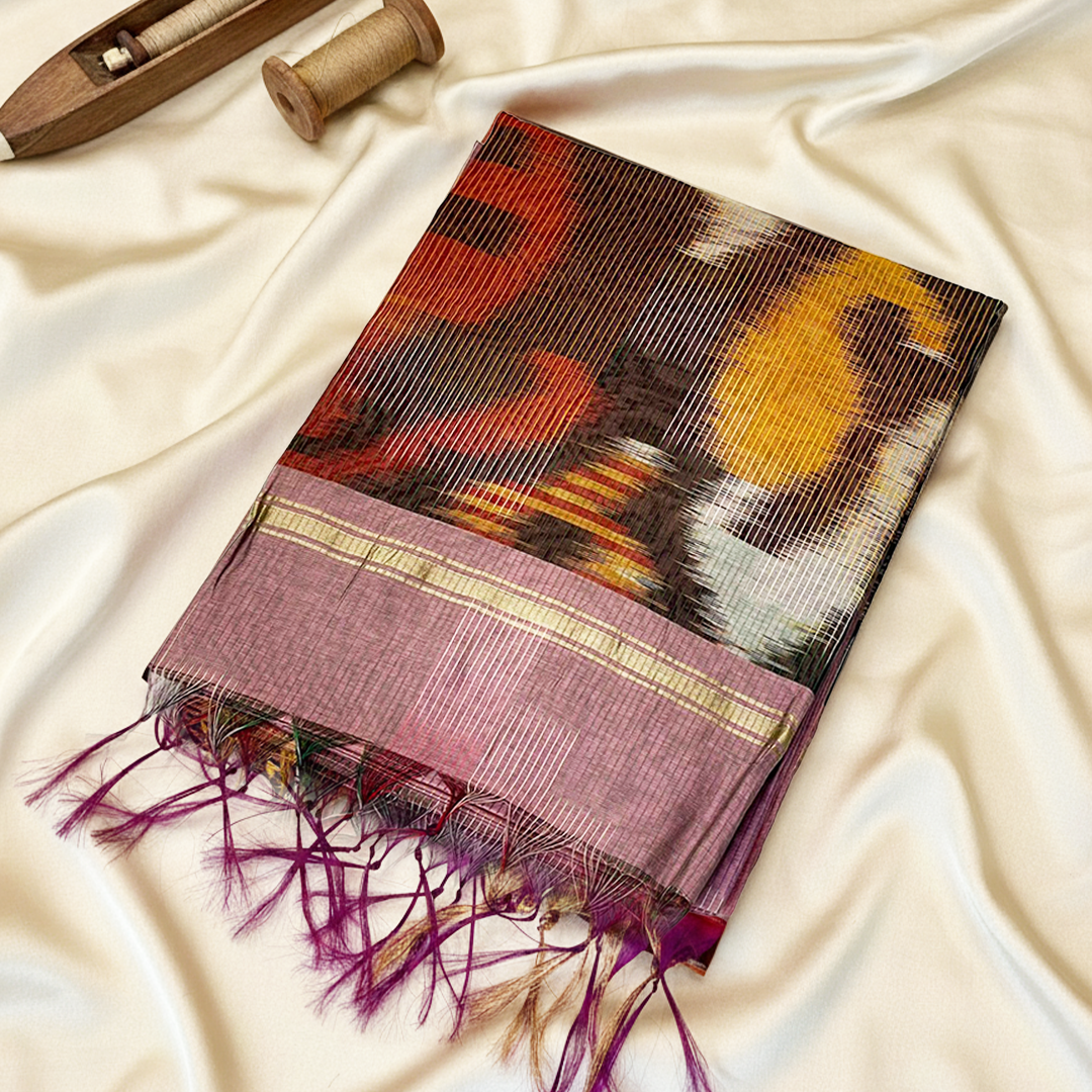 Pink Pochampally  Ikat Saree