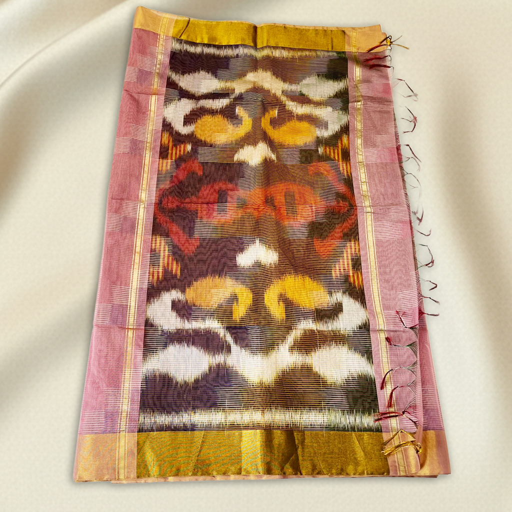 Pink Pochampally  Ikat Saree