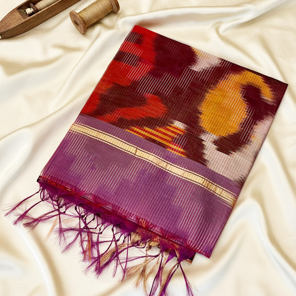 Purple Pochampally Ikat Saree