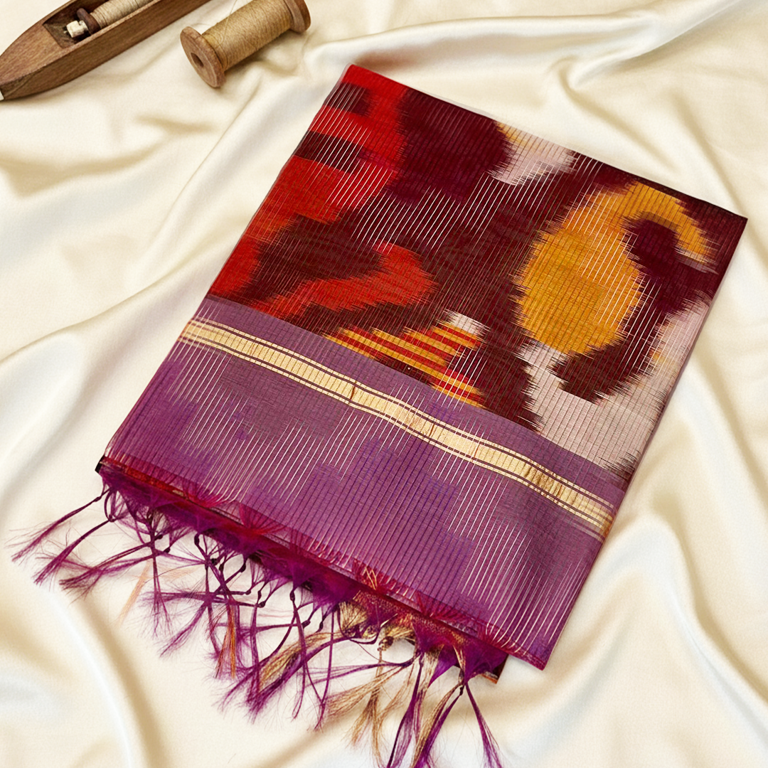 Purple Pochampally Ikat Saree