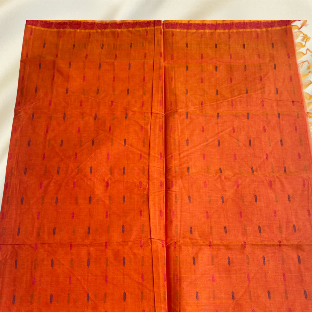 Orange Premium Pure Cotton Saree