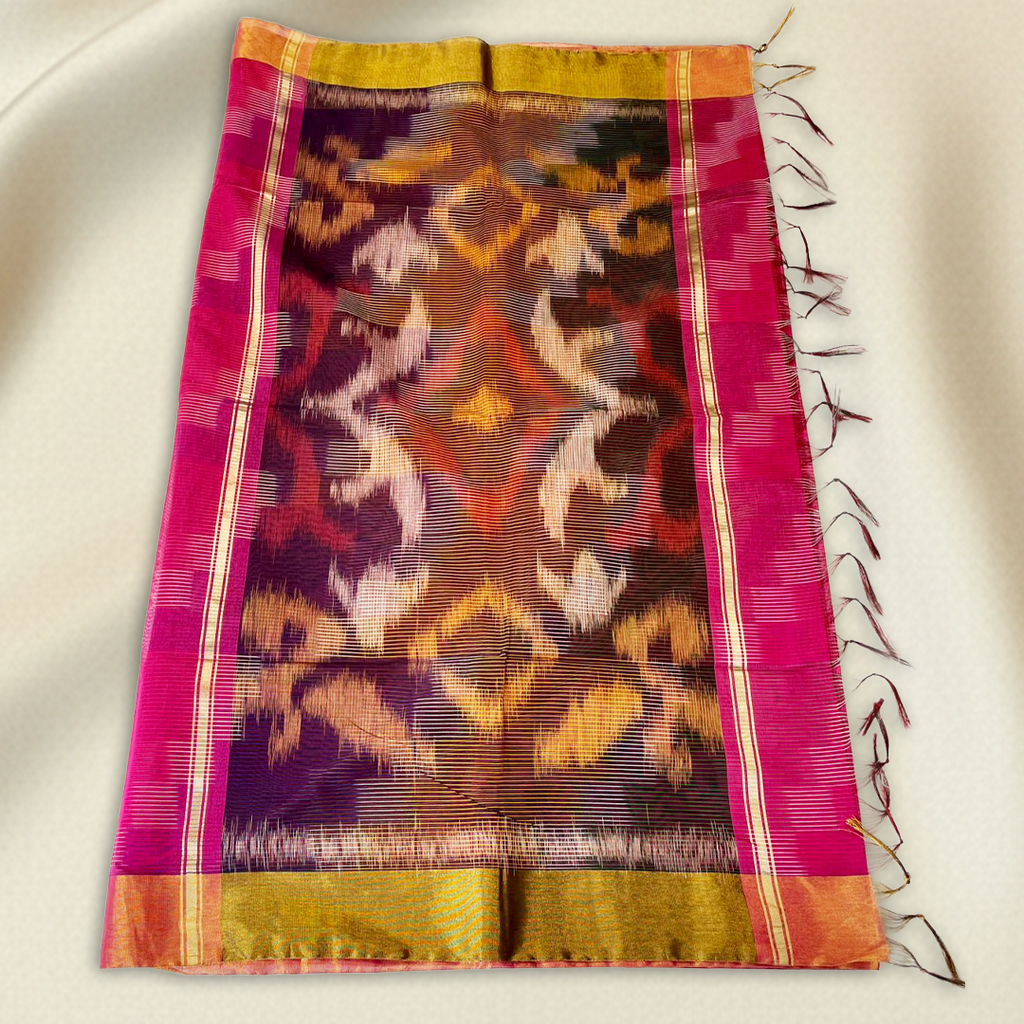 Vibrant Pink Pochampally  Ikat Saree