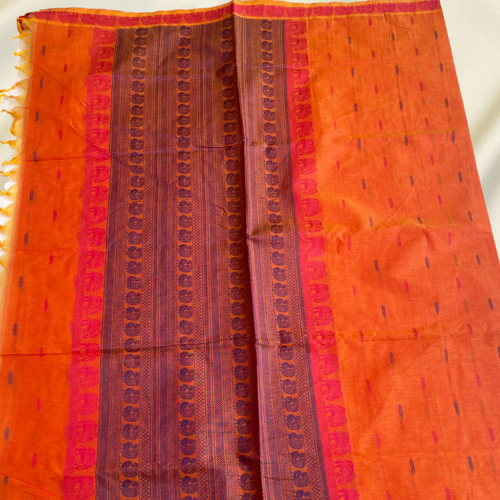 Orange Premium Pure Cotton Saree