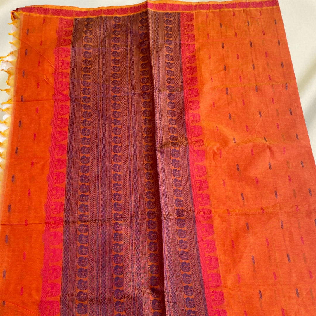 Orange Premium Pure Cotton Saree
