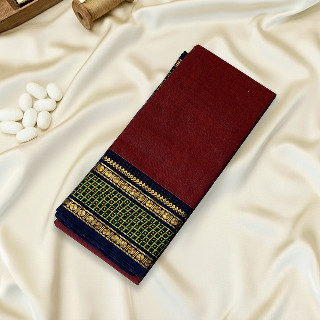Maroon Kanchi Cotton Saree