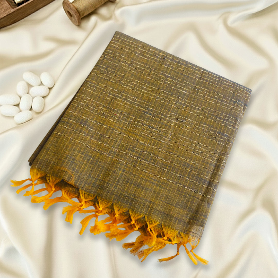 Olive Mustard Basic Cotton Saree