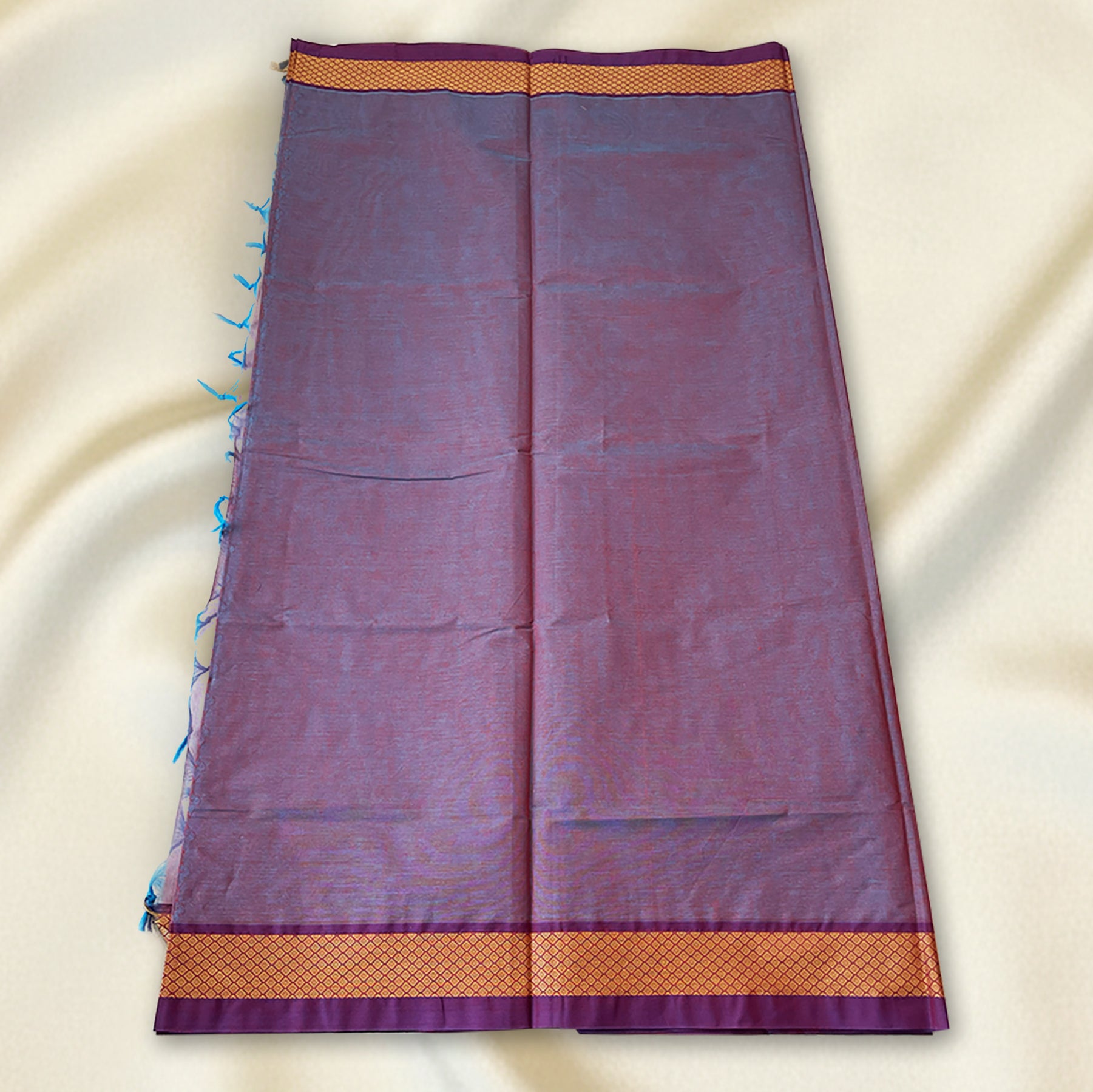 Blue-Purple Premium Silk Cotton Saree