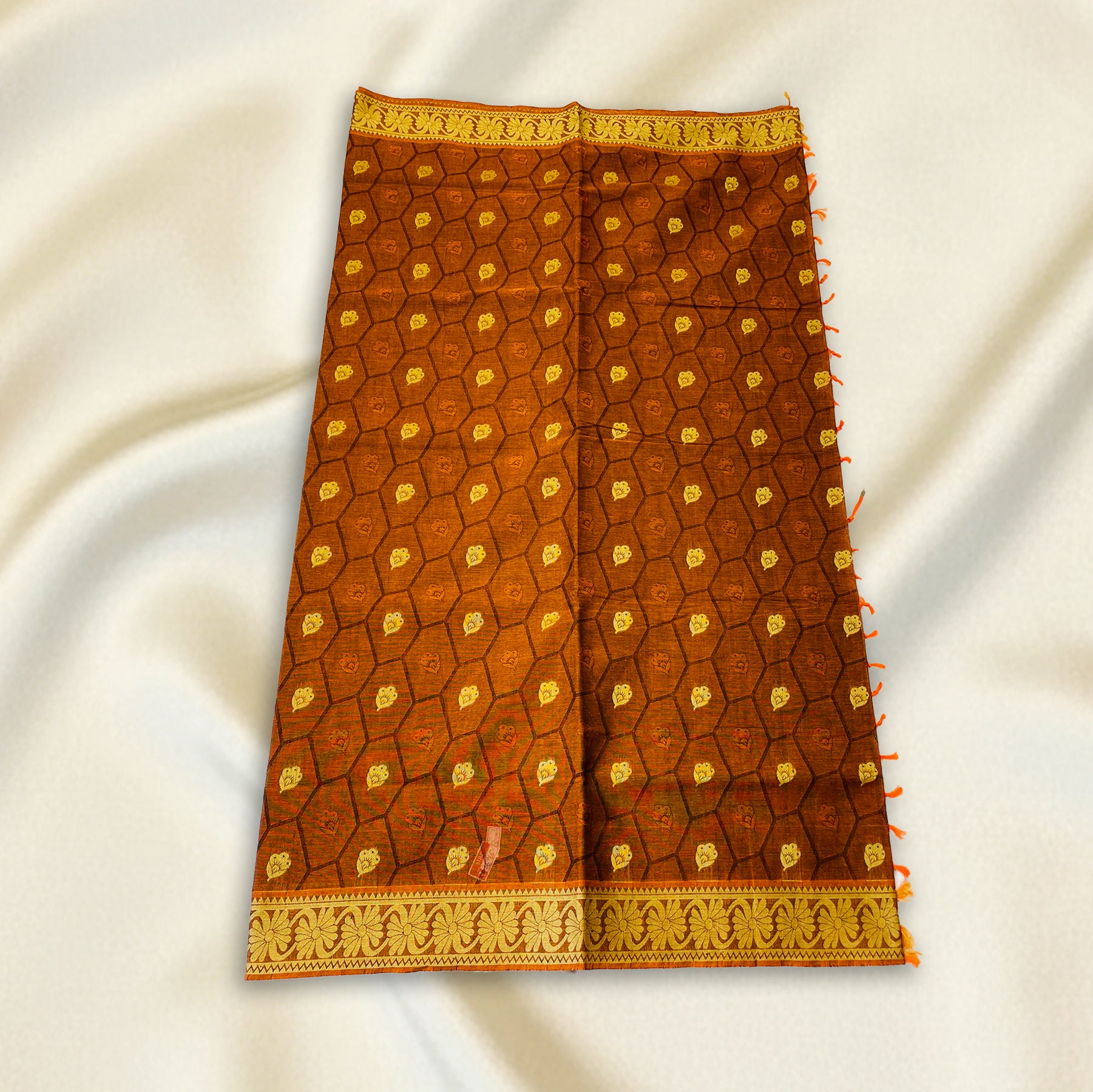 Brown–Gold Premium Silk Cotton Saree