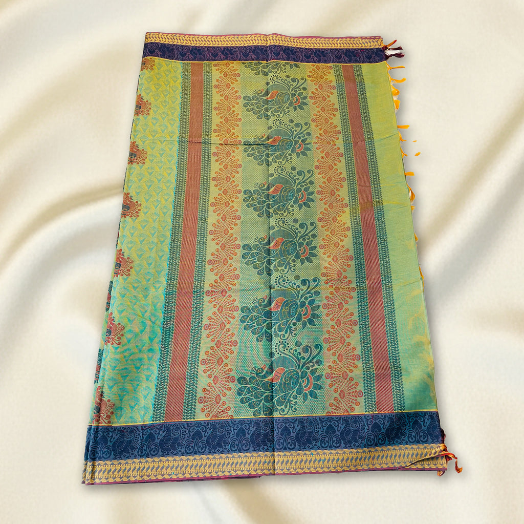 Green-Blue Premium Silk Cotton Saree