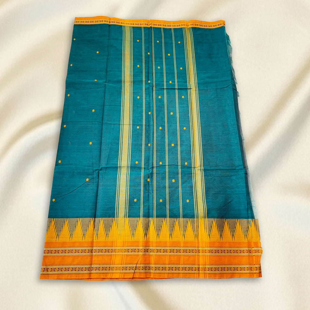 Teal Blue Kanchi Cotton Saree