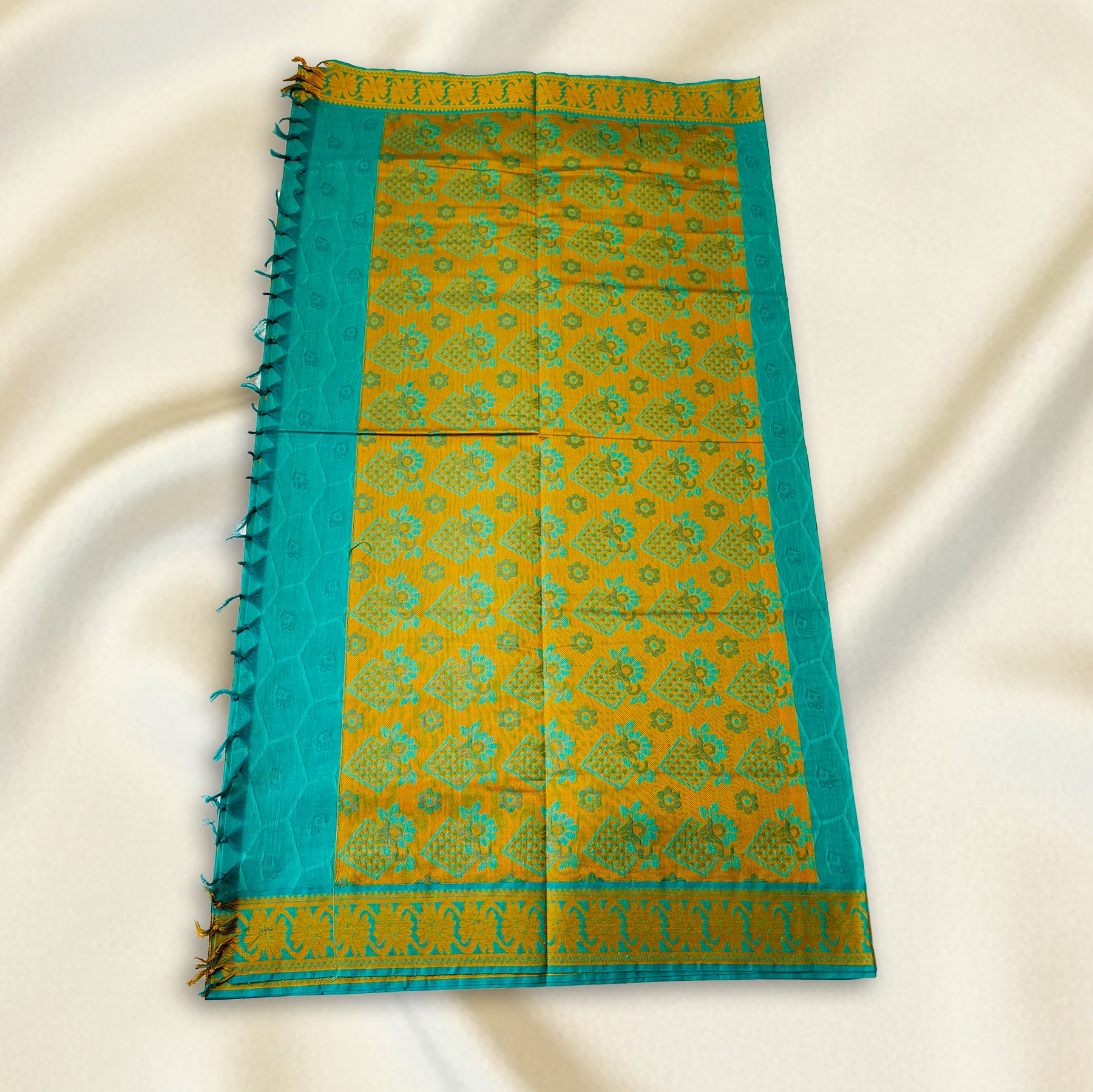 Brown-Orange Premium Silk Cotton Saree