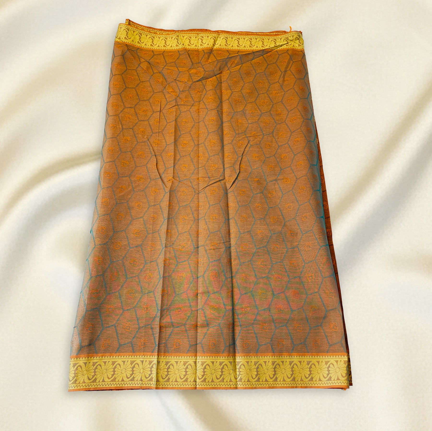 Brown–Gold Premium Silk Cotton Saree