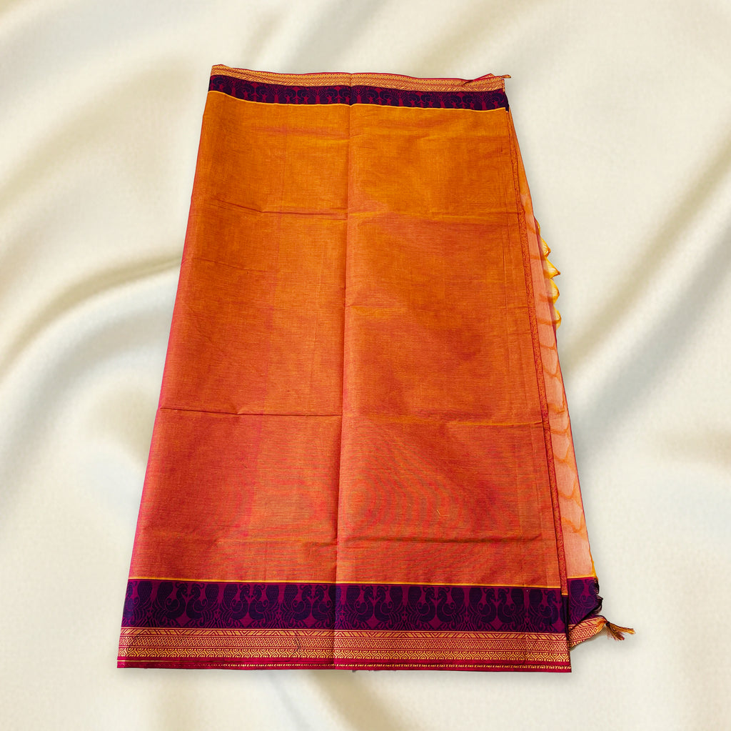 Orange-Red Premium Silk Cotton Saree