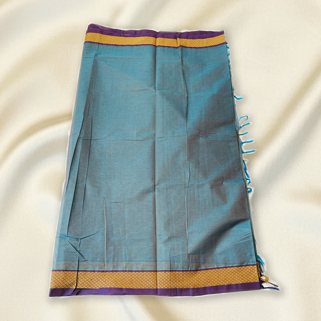 Teal-Blue Premium Silk Cotton Saree