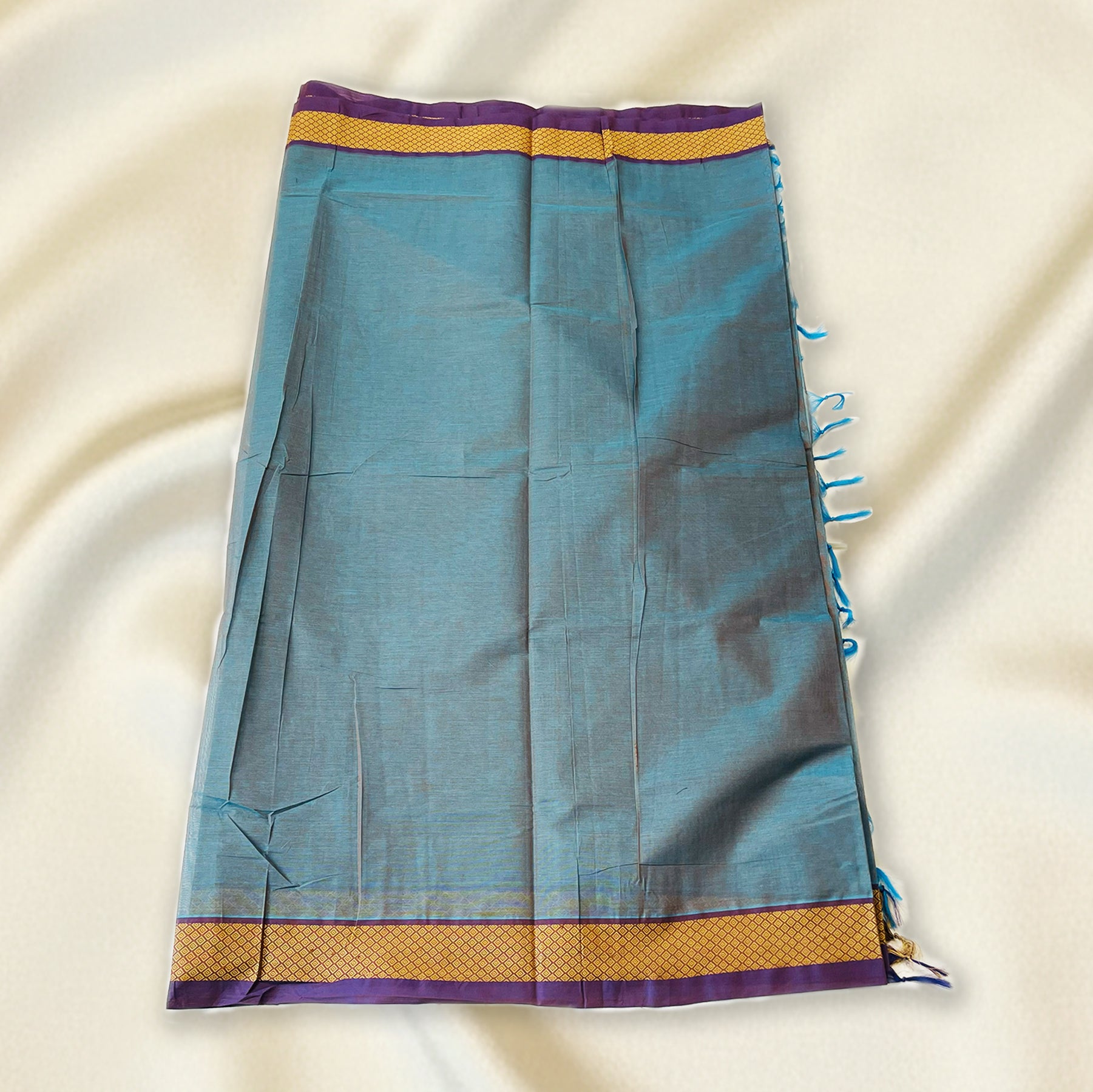 Teal-Blue Premium Silk Cotton Saree