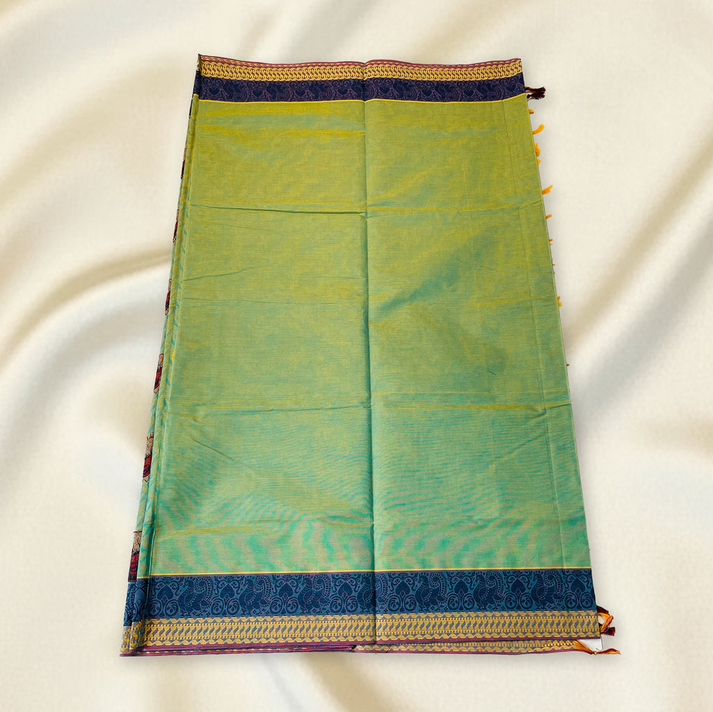 Green-Blue Premium Silk Cotton Saree