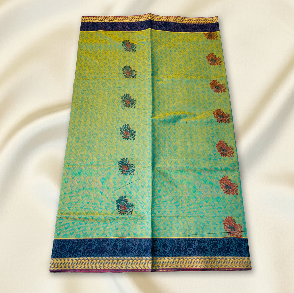 Green-Blue Premium Silk Cotton Saree