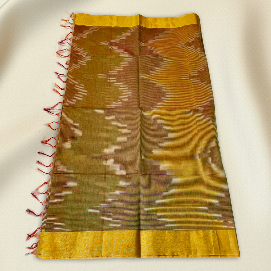 Green Pochampally  Ikat Saree