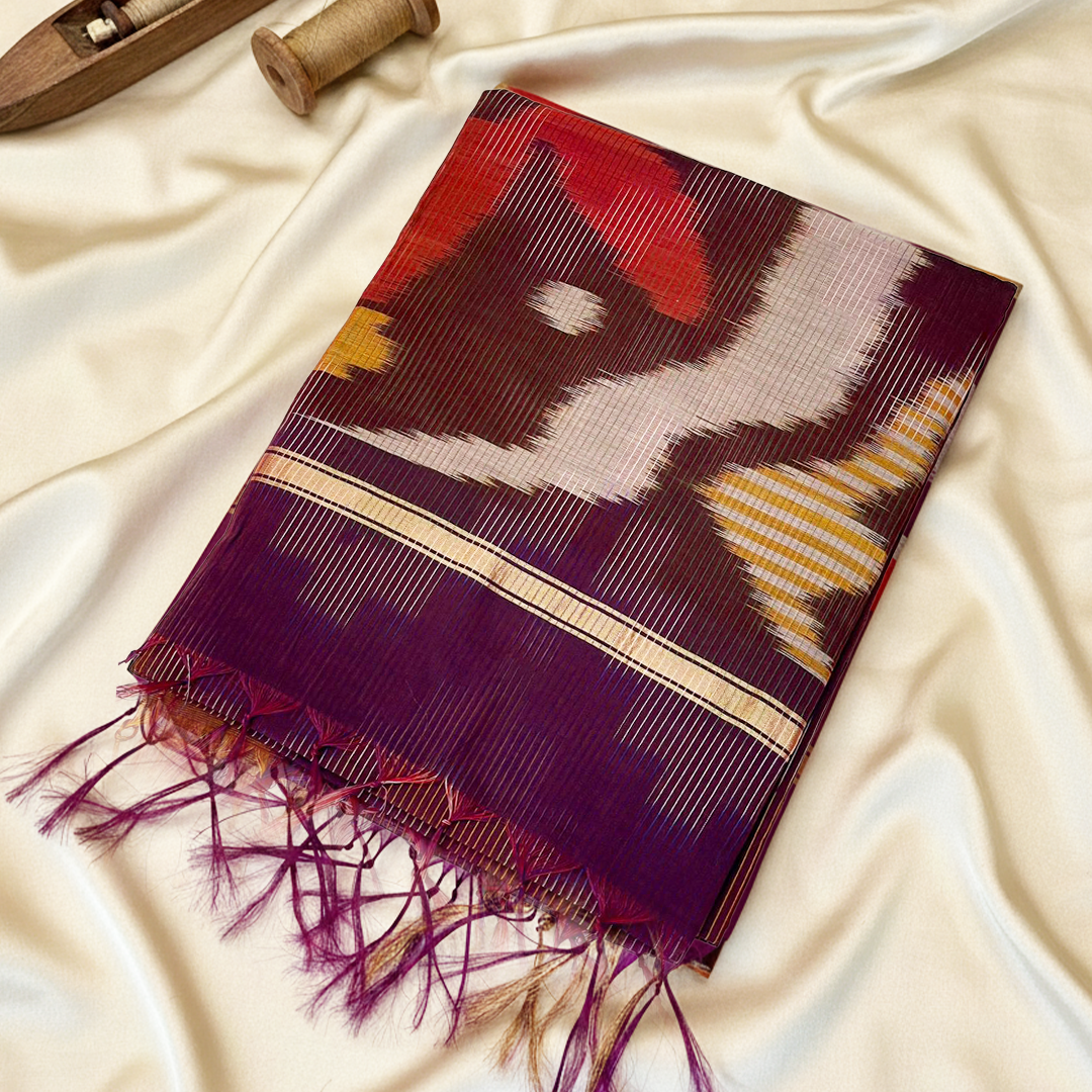 Magenta Pochampally Ikkat Sarees