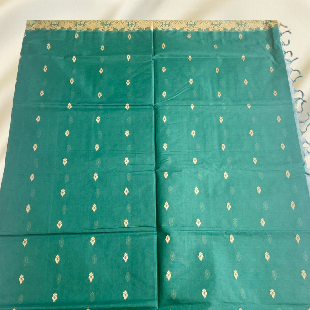 Deep Green Premium Pure Cotton Saree