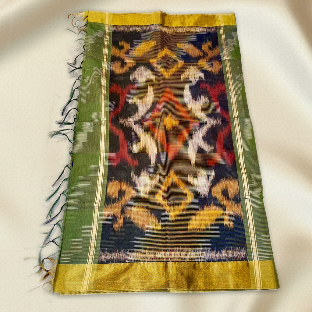 Olive Green Pochampally Ikat Saree