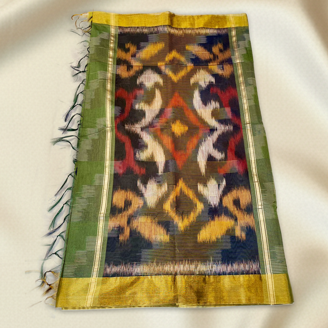 Olive Green Pochampally Ikat Saree