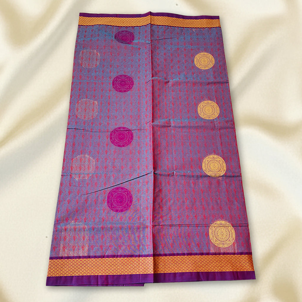 Blue-Purple Premium Silk Cotton Saree