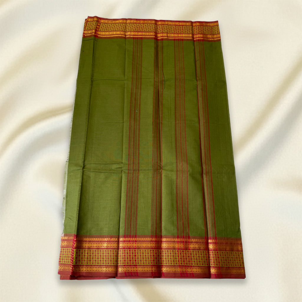 Olive Green Kanchi Cotton Saree