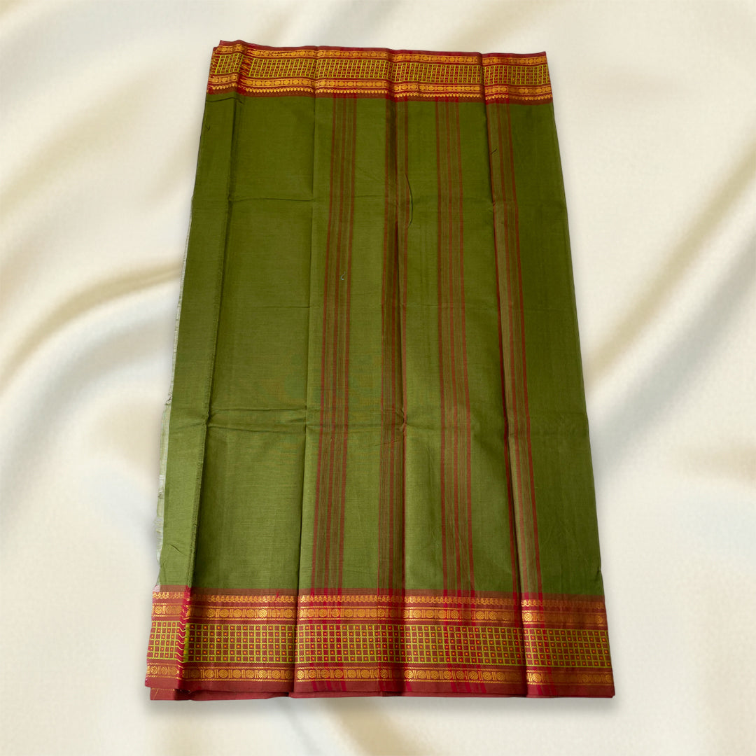 Olive Green Kanchi Cotton Saree
