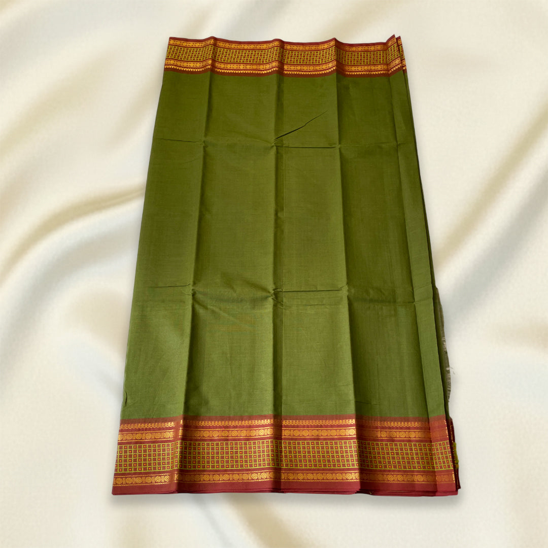 Olive Green Kanchi Cotton Saree