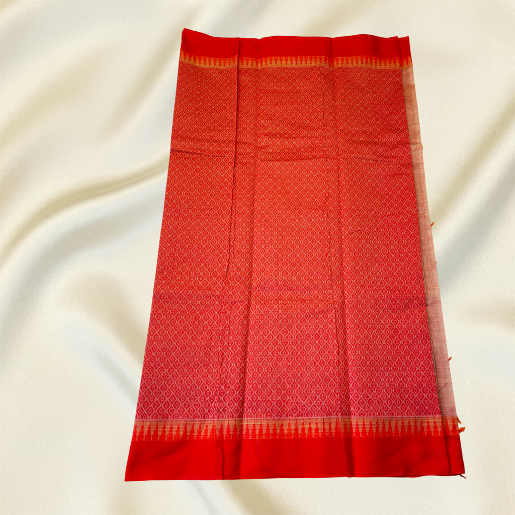 Peach Red Premium Silk Cotton Saree