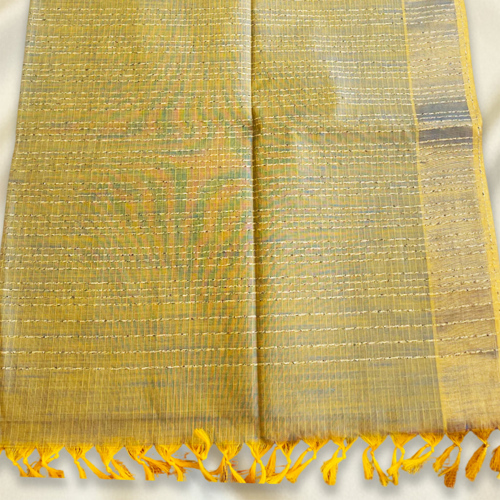 Olive Mustard Basic Cotton Saree
