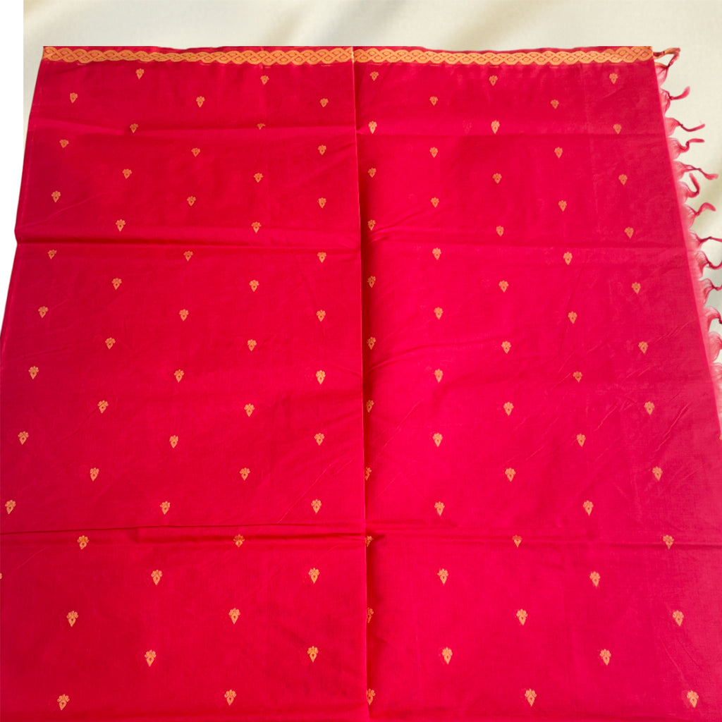 Bright Pink Premium Pure Cotton Saree