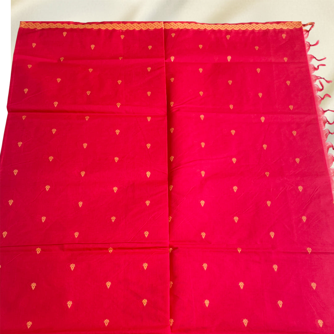 Bright Pink Premium Pure Cotton Saree