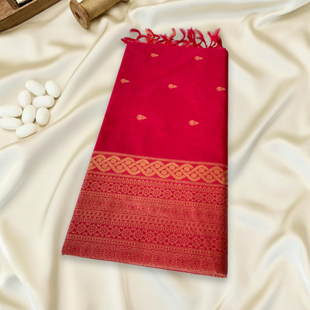 Bright Pink Premium Pure Cotton Saree