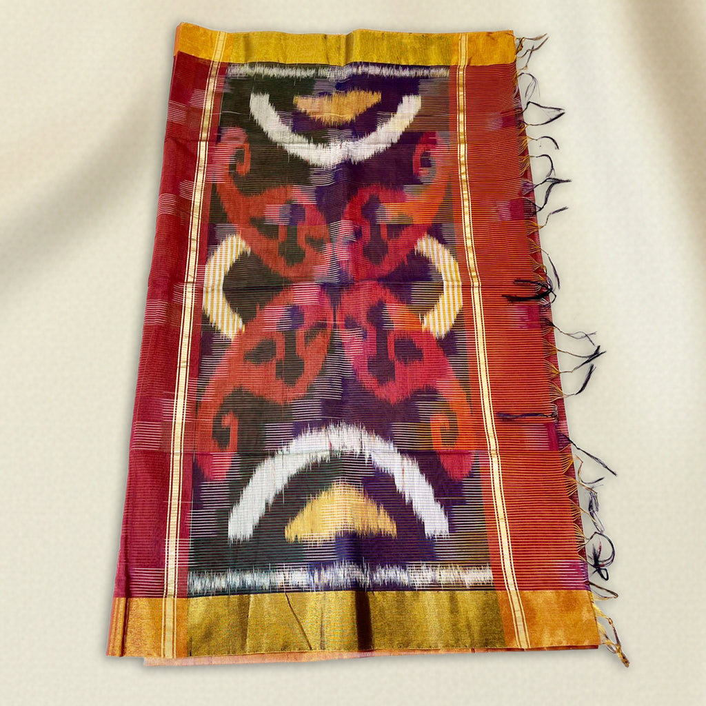 Maroon Pochampally  Ikat Saree