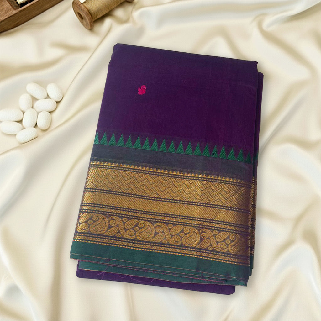 Plum Purple Kanchi Cotton Saree
