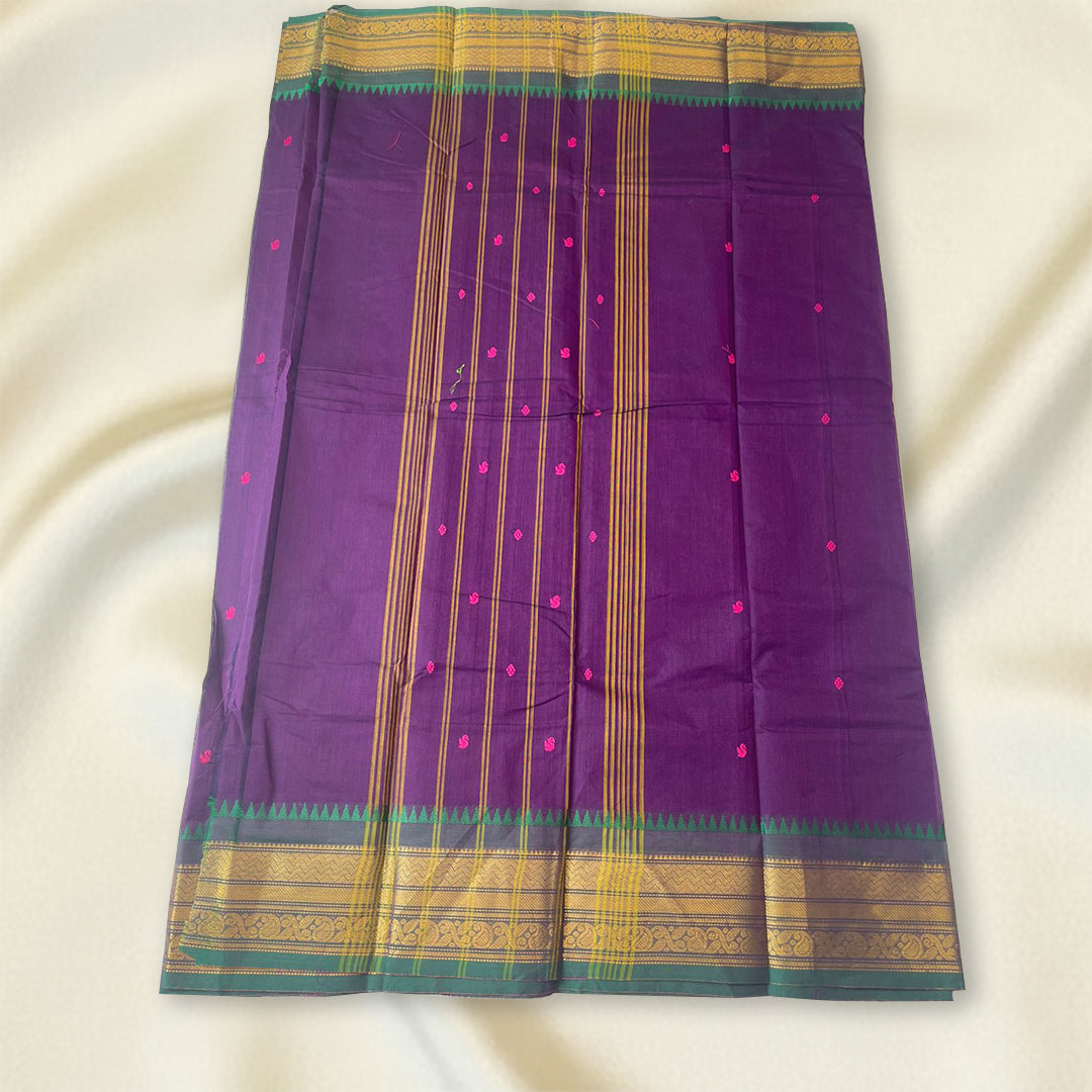 Plum Purple Kanchi Cotton Saree