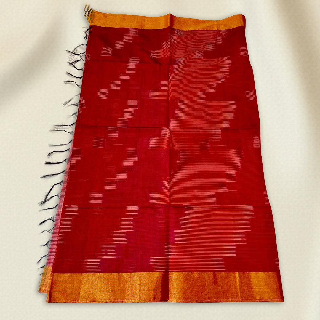 Red Pochampally  Ikat Saree